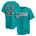 Kooe M.Marlins #22 Sandy Alcantara Player Teal  Home Game Stitched Jerseys