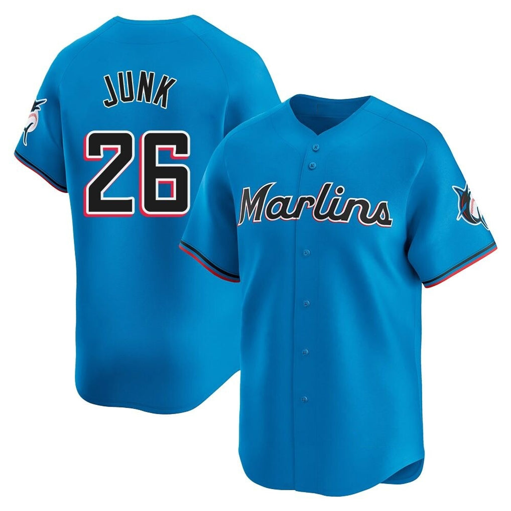 Kooe M.Marlins #26 Janson Junk Player Blue Home Limited Stitched Jerseys