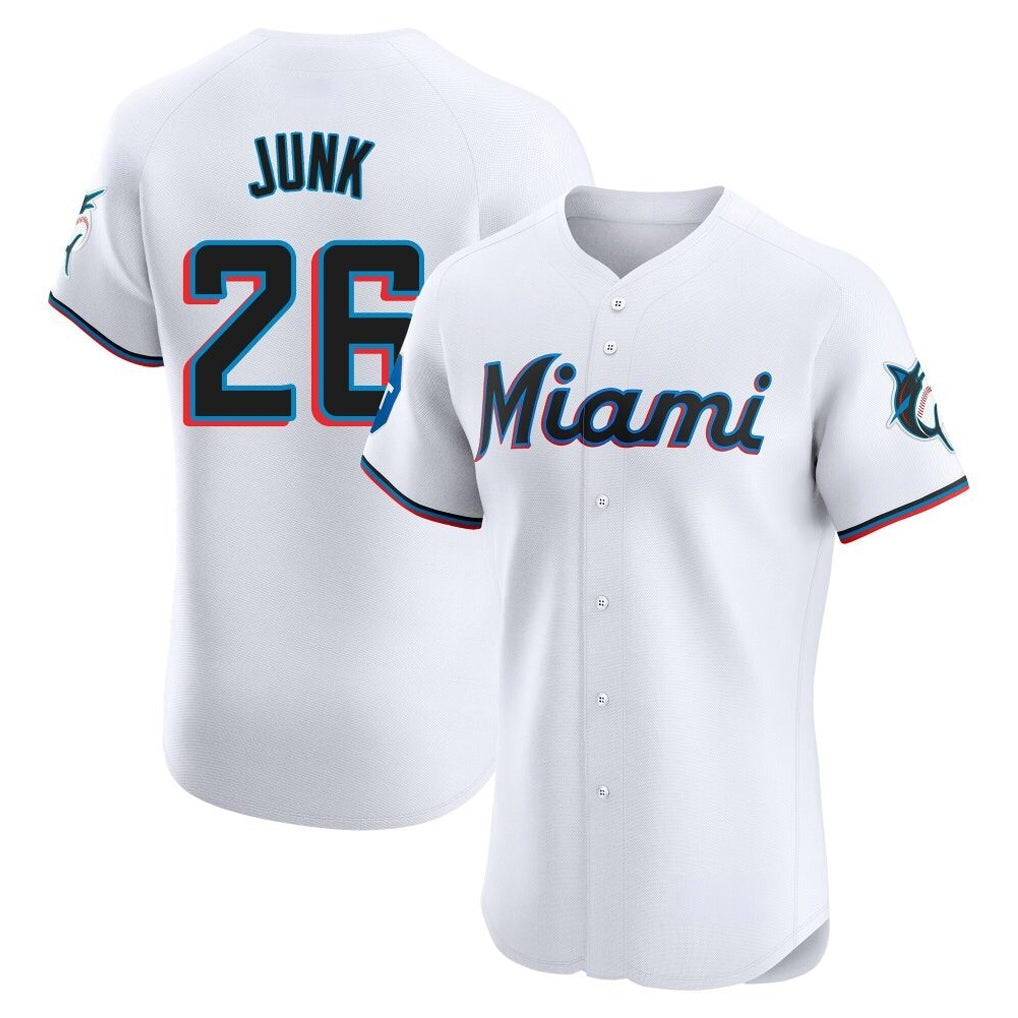 Kooe M.Marlins #26 Janson Junk Player White Home Limited Elite Stitched Jerseys