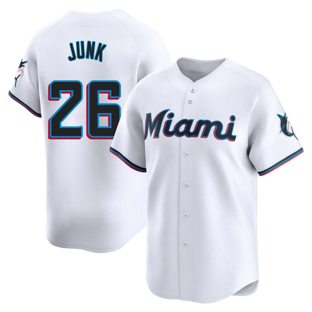 Kooe M.Marlins #26 Janson Junk Player White Home Limited Stitched Jerseys