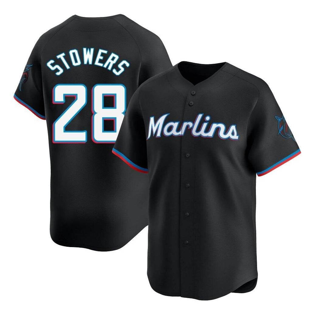 Kooe M.Marlins #28 Kyle Stowers Player Black Home Limited Stitched Jerseys