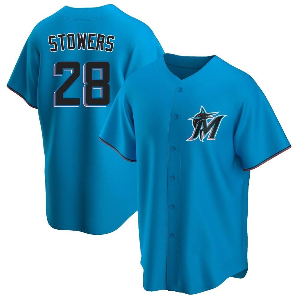 Kooe M.Marlins #28 Kyle Stowers Player Blue Home Game Stitched Jerseys