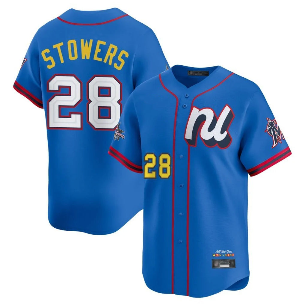 Kooe M.Marlins #28 Kyle Stowers Player Blue National League All-Star Game Limited Stitched Jerseys