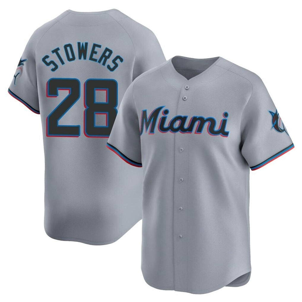 Kooe M.Marlins #28 Kyle Stowers Player Gray Home Limited Stitched Jerseys