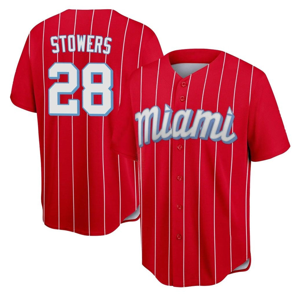 Kooe M.Marlins #28 Kyle Stowers Player Red City Connect Home Game Stitched Jerseys