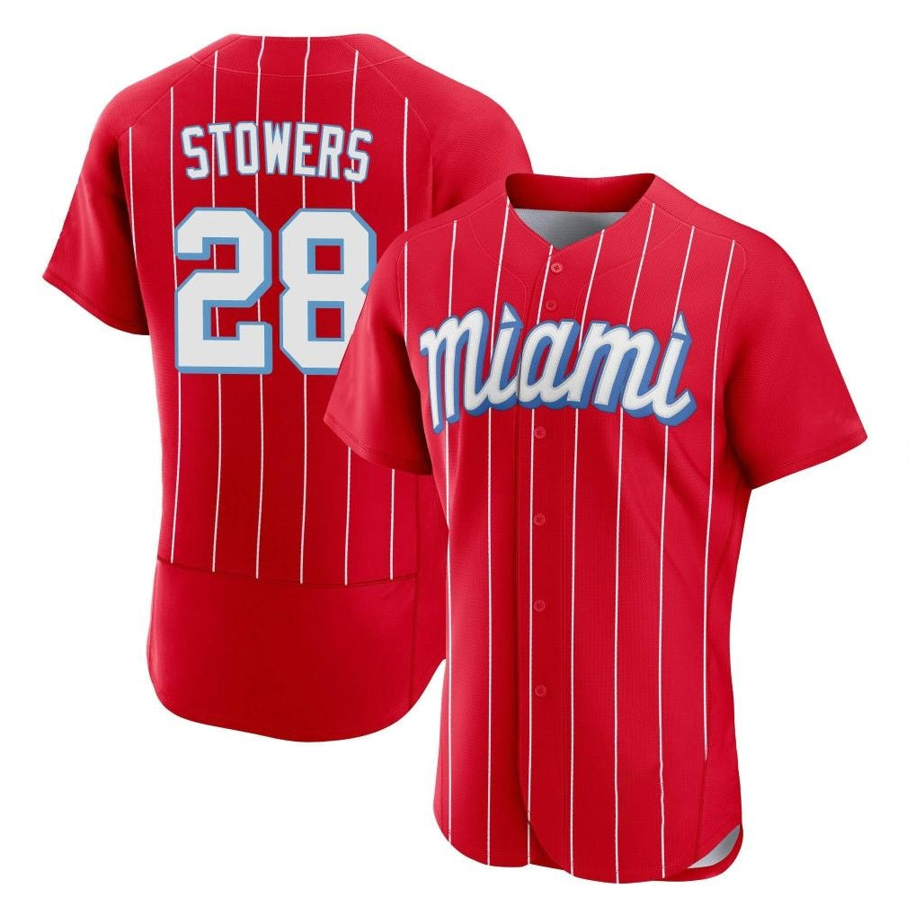Kooe M.Marlins #28 Kyle Stowers Player Red City Connect Home Limited Elite Stitched Jerseys