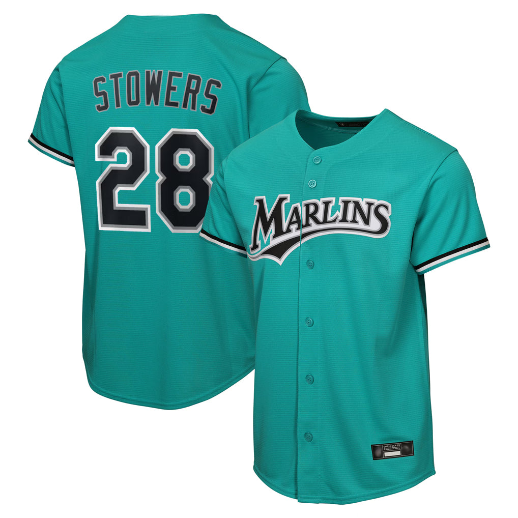 Kooe M.Marlins #28 Kyle Stowers Player Teal Home Game Stitched Jerseys