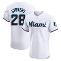 Kooe M.Marlins #28 Kyle Stowers Player White  Home Limited Elite Stitched Jerseys