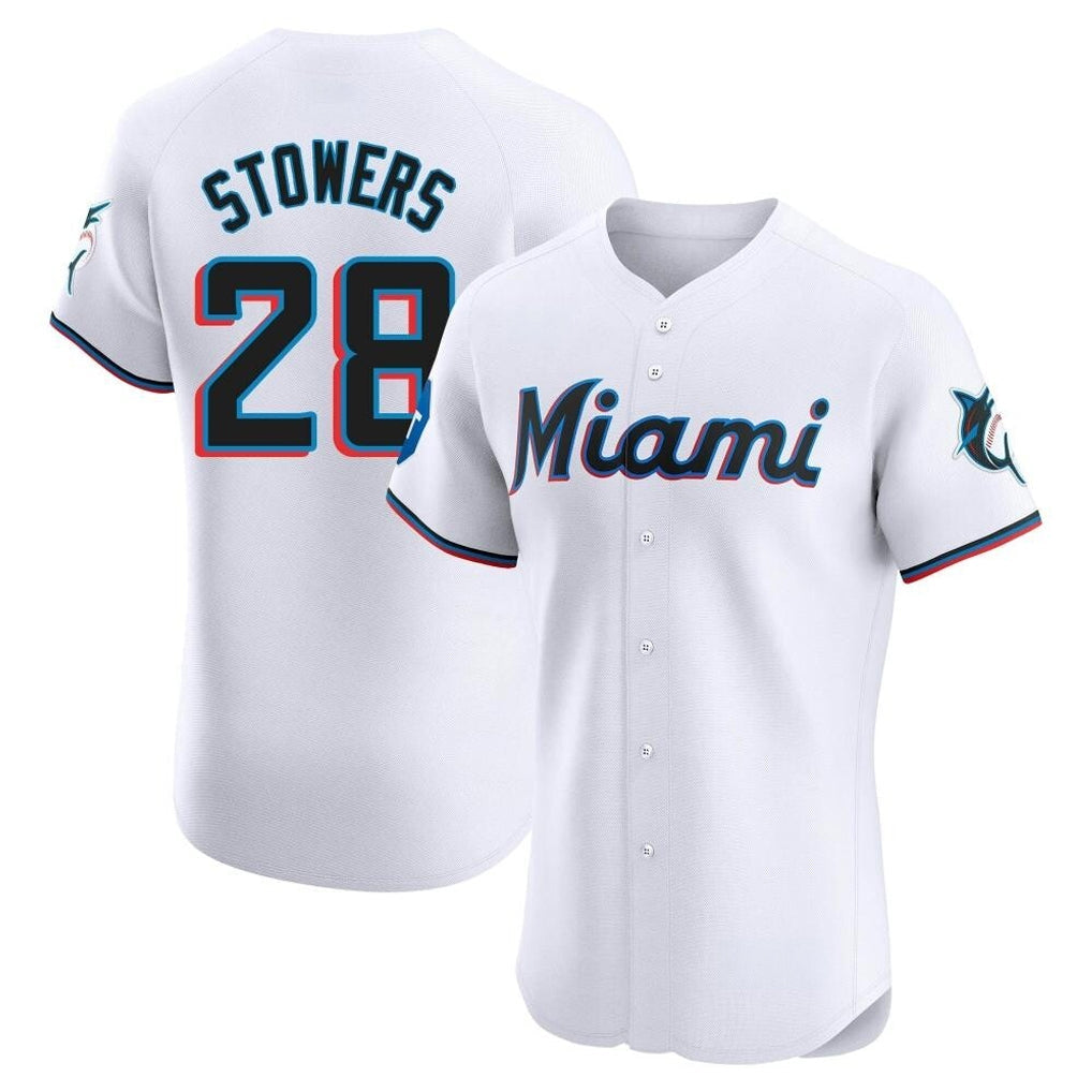 Kooe M.Marlins #28 Kyle Stowers Player White  Home Limited Elite Stitched Jerseys