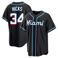 Kooe M.Marlins #34 Liam Hicks Player Black Fashion Out Home Game Stitched Jerseys