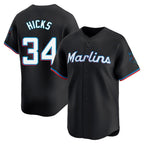 Kooe M.Marlins #34 Liam Hicks Player Black Home Limited Stitched Jerseys