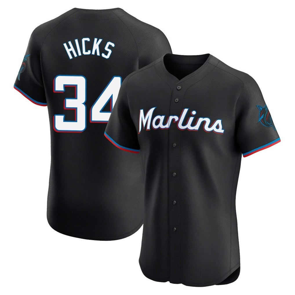 Kooe M.Marlins #34 Liam Hicks Player Black Vapor Home Limited Elite Stitched Jerseys