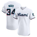Kooe M.Marlins #34 Liam Hicks Player White  Home Limited Elite Stitched Jerseys