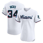 Kooe M.Marlins #34 Liam Hicks Player White  Home Limited Elite Stitched Jerseys