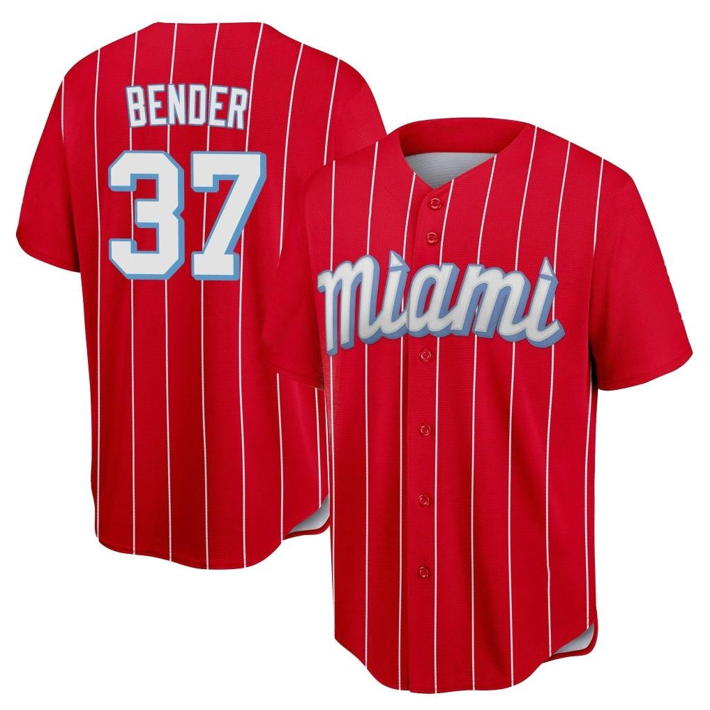 Kooe M.Marlins #37 Anthony Bender Player Red City Connect Home Game Stitched Jerseys