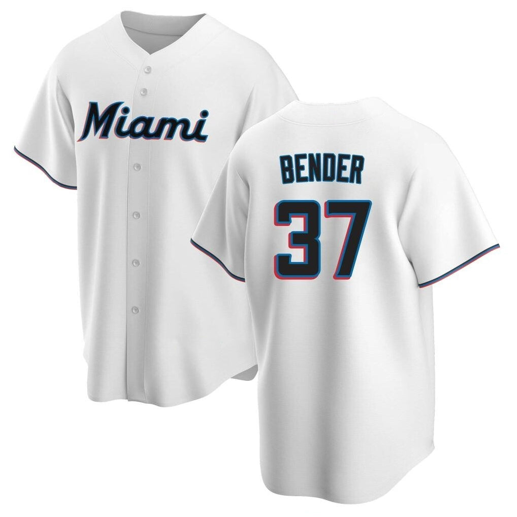 Kooe M.Marlins #37 Anthony Bender Player White  Home Game Stitched Jerseys