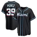 Kooe M.Marlins #39 Eury Perez Player Black Fashion Out Home Game Stitched Jerseys