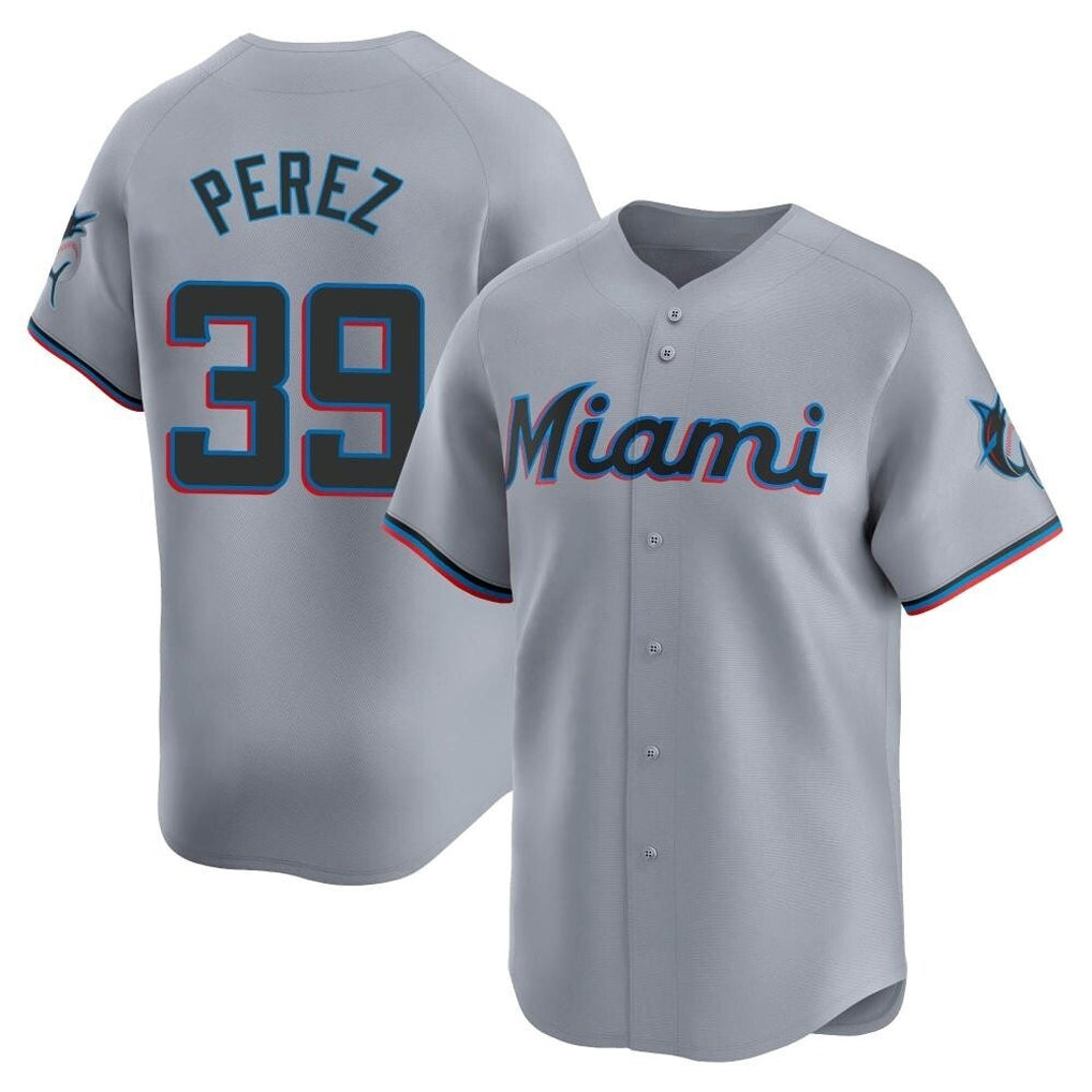 Kooe M.Marlins #39 Eury Perez Player Gray Home Limited Stitched Jerseys