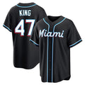 Kooe M.Marlins #47 John King Player Black Fashion Out Home Game Stitched Jerseys
