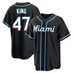 Kooe M.Marlins #47 John King Player Black Fashion Out Home Game Stitched Jerseys