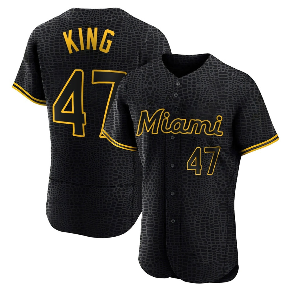Kooe M.Marlins #47 John King Player Black Snake Skin City Home Limited Elite Stitched Jerseys