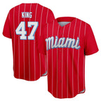 Kooe M.Marlins #47 John King Player Red City Connect Home Game Stitched Jerseys
