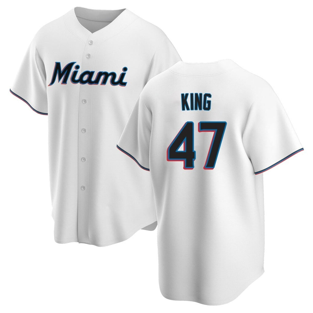 Kooe M.Marlins #47 John King Player White  Home Game Stitched Jerseys