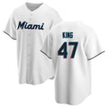 Kooe M.Marlins #47 John King Player White  Home Game Stitched Jerseys