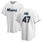 Kooe M.Marlins #47 John King Player White  Home Game Stitched Jerseys