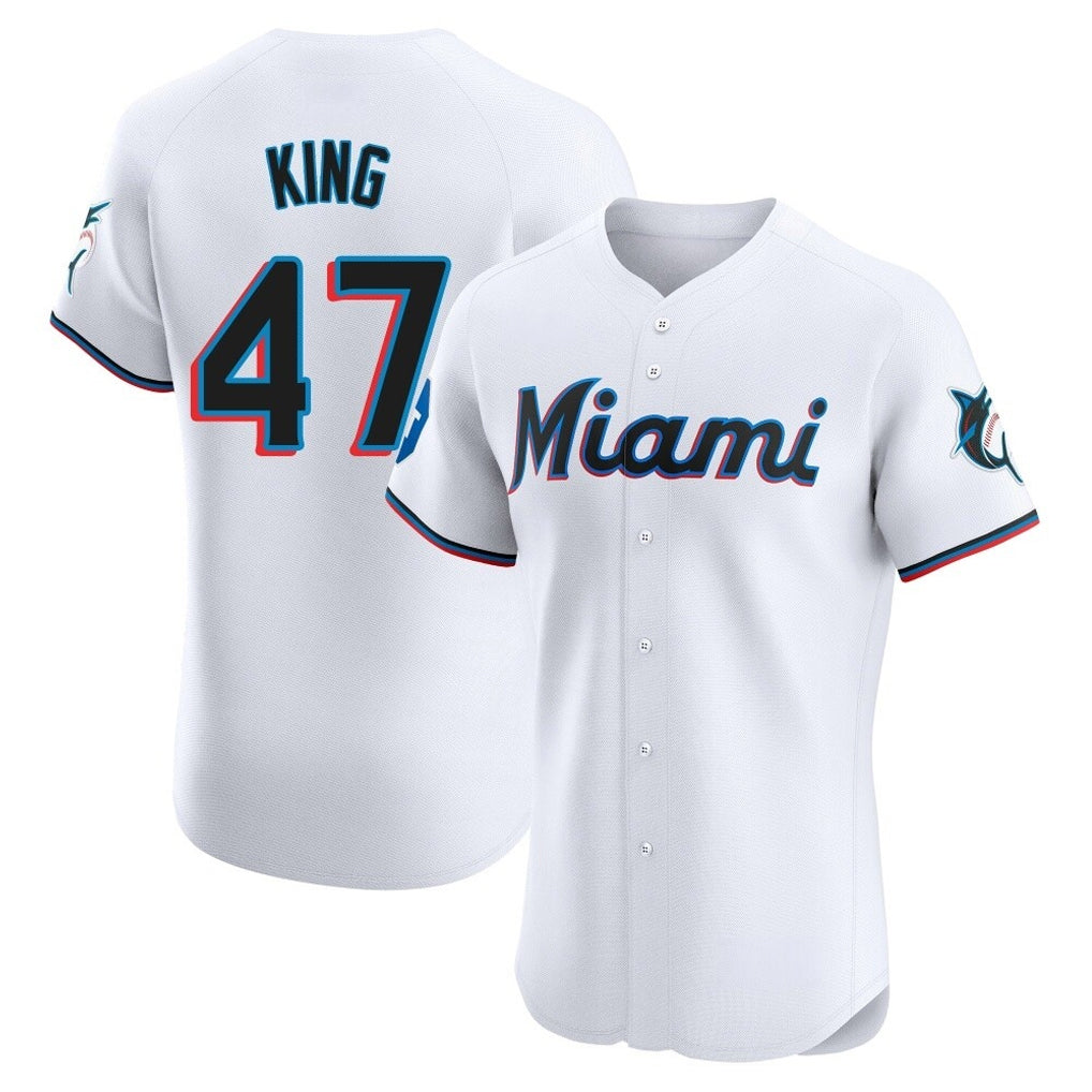 Kooe M.Marlins #47 John King Player White  Home Limited Elite Stitched Jerseys