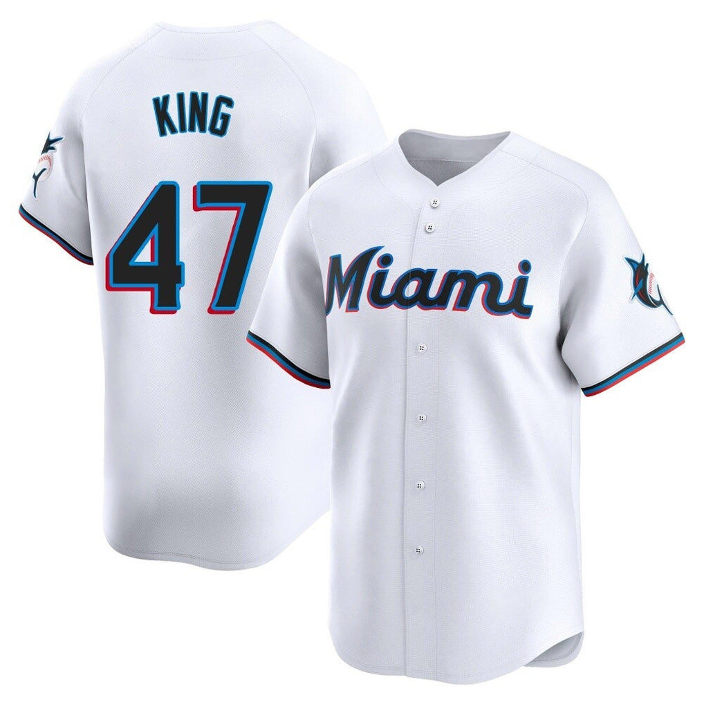 Kooe M.Marlins #47 John King Player White  Home Limited Stitched Jerseys