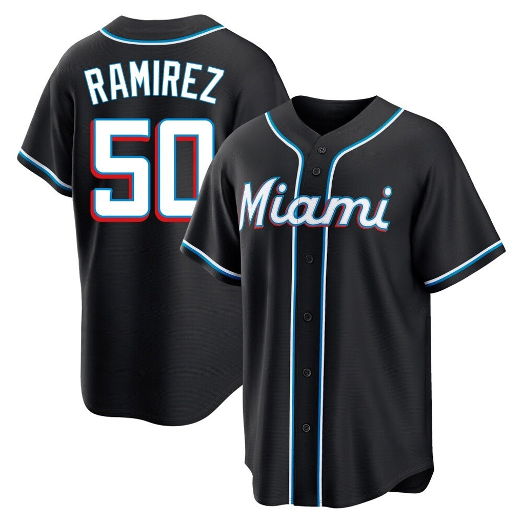 Kooe M.Marlins #50 Agustin Ramirez Player Black Fashion Out Home Game Stitched Jerseys