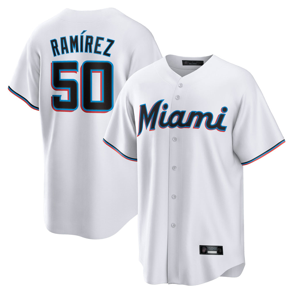Kooe M.Marlins #50 Agustin Ramirez Player White  Home Game Stitched Jerseys