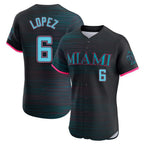 Kooe M.Marlins #6 Otto Lopez Player Black City Connect Home Limited Elite Stitched Jerseys