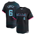 Kooe M.Marlins #6 Otto Lopez Player Black City Connect Home Limited Stitched Jerseys