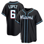 Kooe M.Marlins #6 Otto Lopez Player Black Fashion Out Home Game Stitched Jerseys