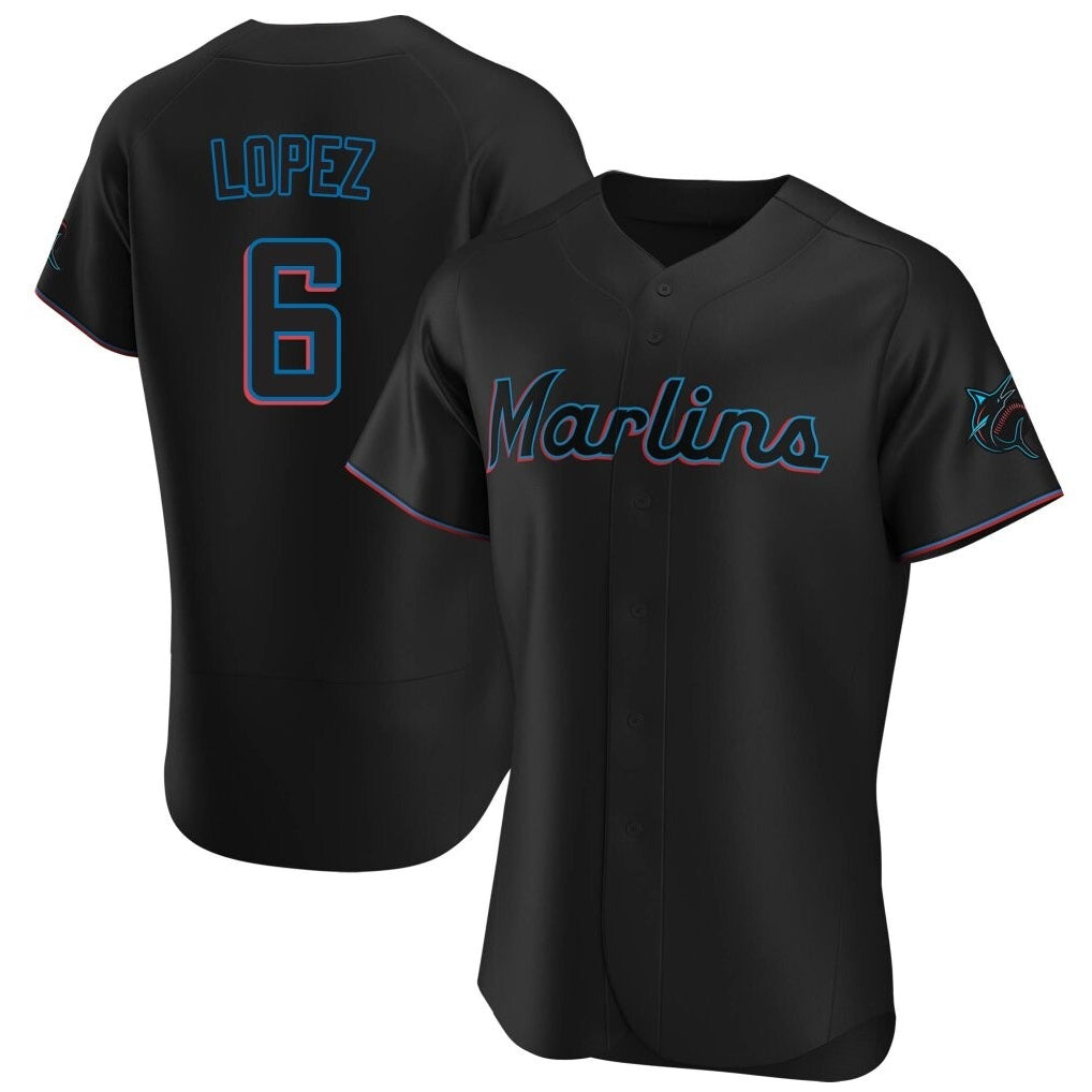 Kooe M.Marlins #6 Otto Lopez Player Black Home Limited Elite Stitched Jerseys