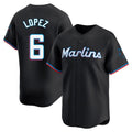 Kooe M.Marlins #6 Otto Lopez Player Black  Home Limited Stitched Jerseys