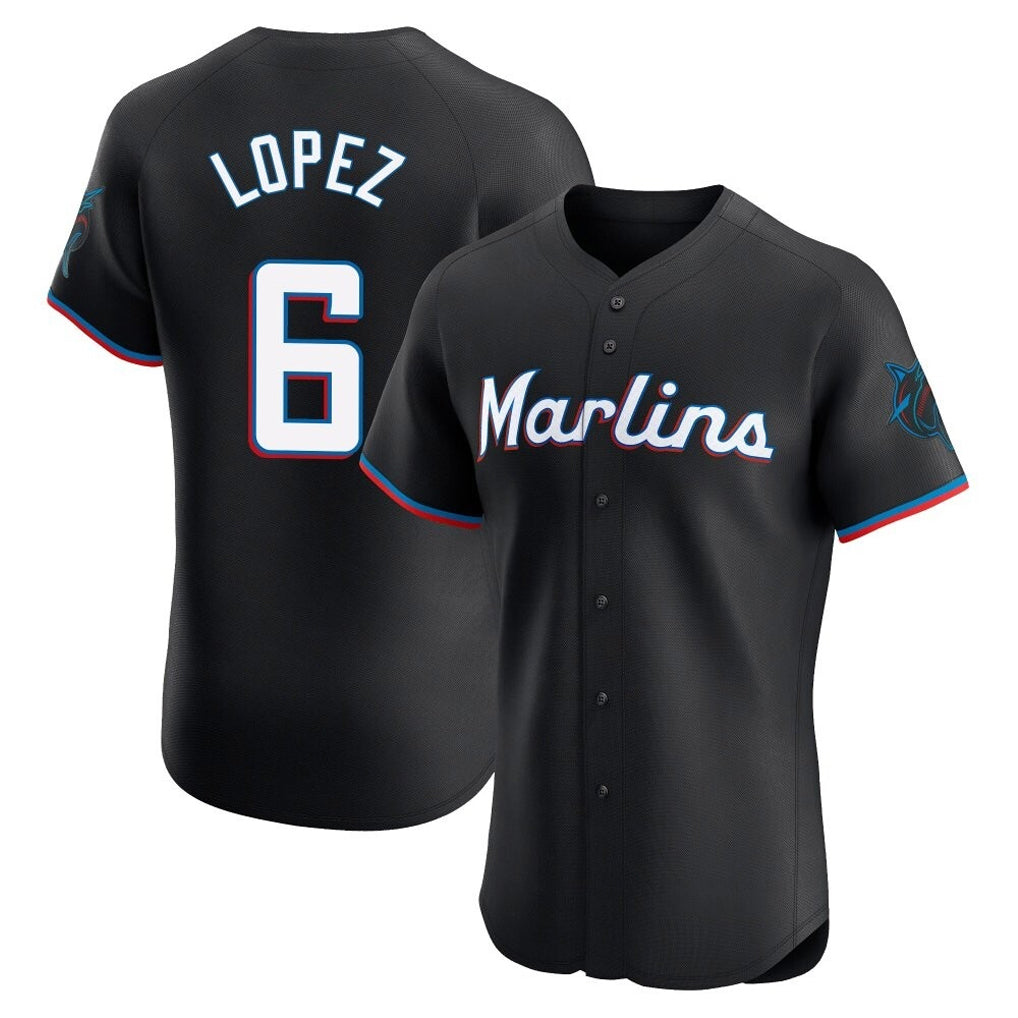 Kooe M.Marlins #6 Otto Lopez Player Black Vapor Home Limited Elite Stitched Jerseys