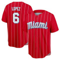 Kooe M.Marlins #6 Otto Lopez Player Red City Connect Home Game Stitched Jerseys