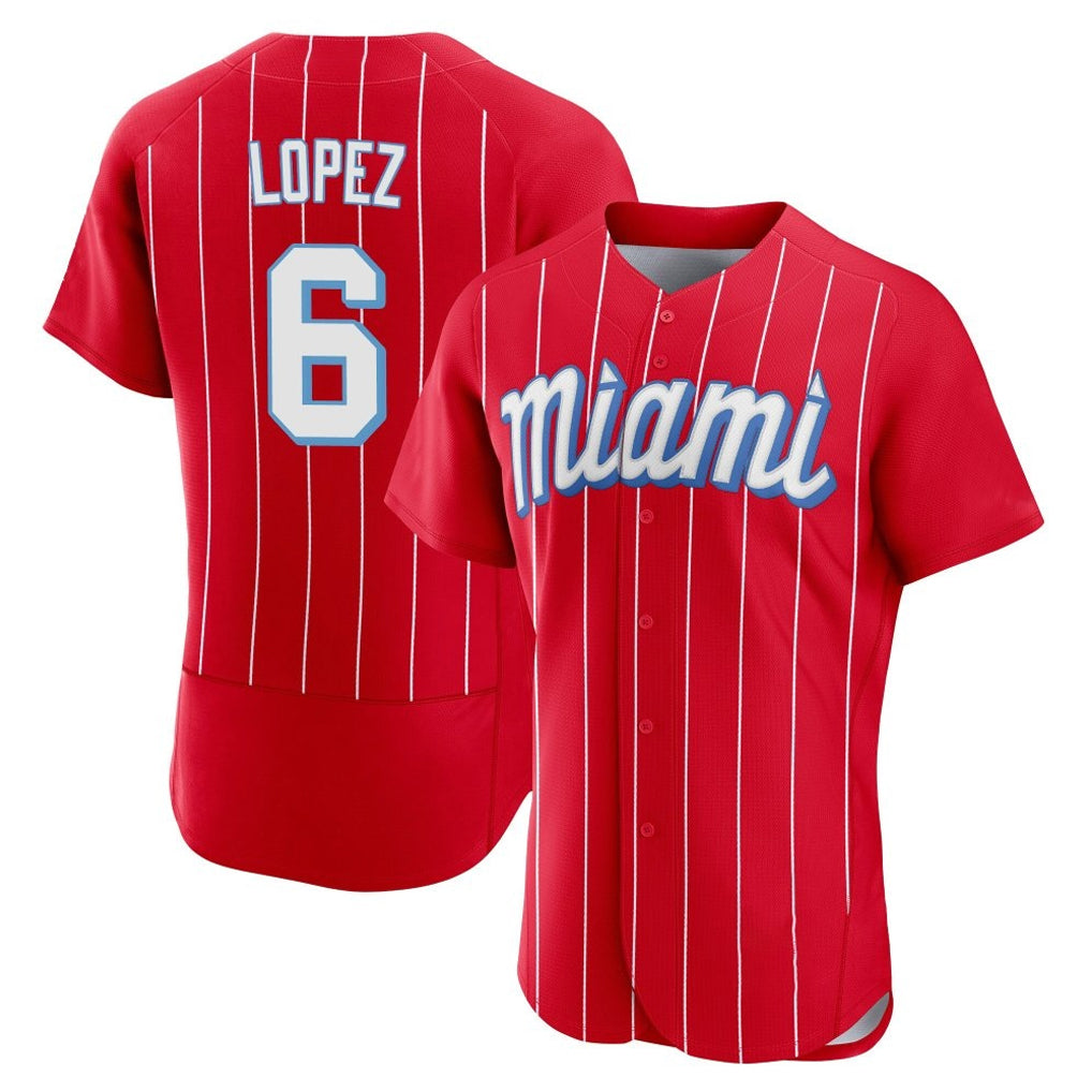 Kooe M.Marlins #6 Otto Lopez Player Red City Connect Home Limited Elite Stitched Jerseys