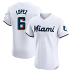 Kooe M.Marlins #6 Otto Lopez Player White  Home Limited Elite Stitched Jerseys