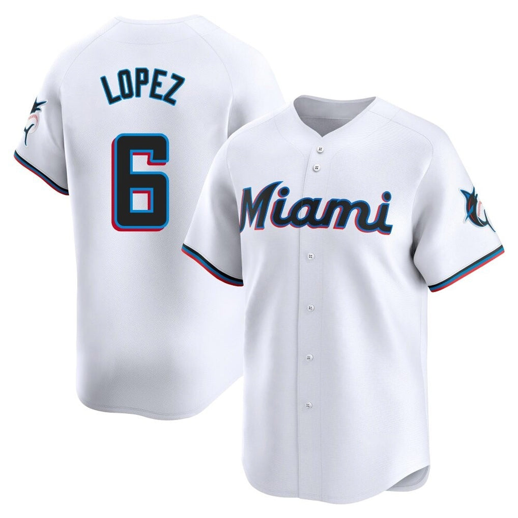 Kooe M.Marlins #6 Otto Lopez Player White  Home Limited Stitched Jerseys