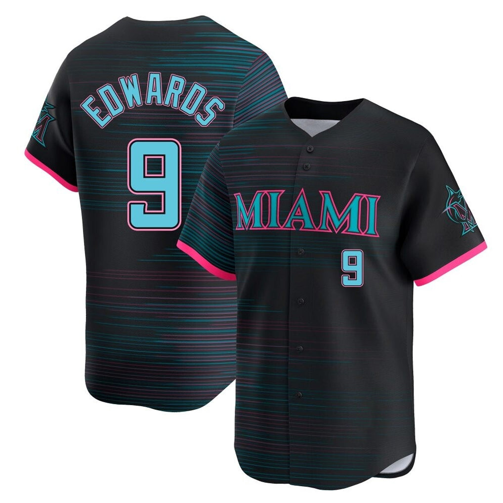 Kooe M.Marlins #9 Xavier Edwards Player Black City Connect Home Limited Stitched Jerseys