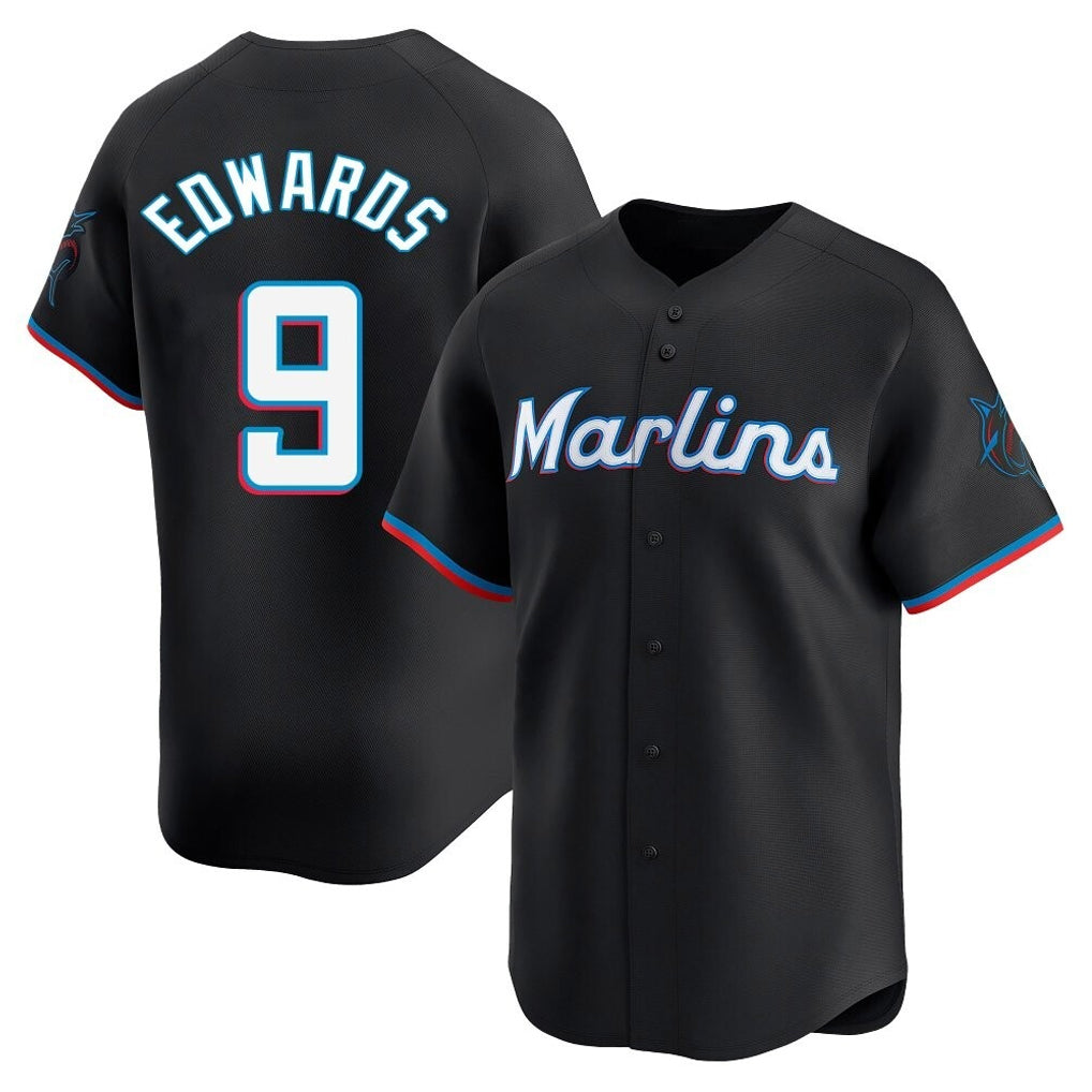 Kooe M.Marlins #9 Xavier Edwards Player Black  Home Limited Stitched Jerseys