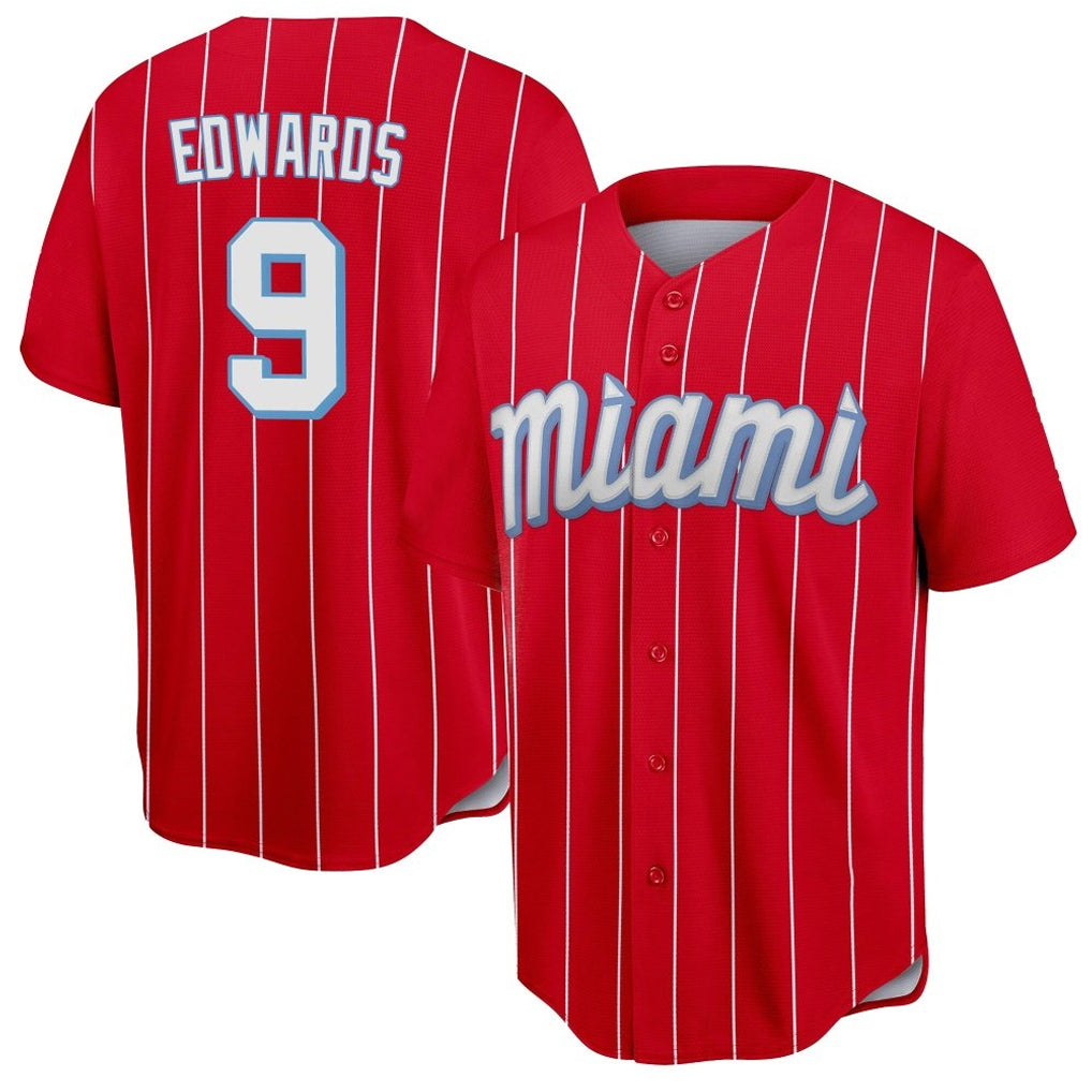 Kooe M.Marlins #9 Xavier Edwards Player Red City Connect Home Game Stitched Jerseys