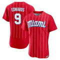 Kooe M.Marlins #9 Xavier Edwards Player Red City Connect Home Limited Elite Stitched Jerseys