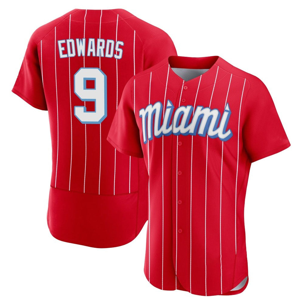 Kooe M.Marlins #9 Xavier Edwards Player Red City Connect Home Limited Elite Stitched Jerseys