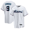 Kooe M.Marlins #9 Xavier Edwards Player White  Home Game Stitched Jerseys