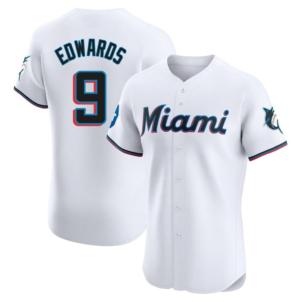 Kooe M.Marlins #9 Xavier Edwards Player White  Home Limited Elite Stitched Jerseys
